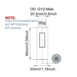 7Trees G1/2 Replacement Part for Bathroom Kitchen Faucet Pull-Out Spray Head Water Nozzle, 0.8 inch Connector(MALE) (Stainless Steel Body)