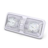 Leisure LED RV LED Ceiling Double Dome Light Fixture with ON/OFF Switch Interior Lighting for Car/RV/Trailer/Camper/Boat DC 12V Natural White 4000-4500K 48X2835SMD Natural White 4000-4500K, (1 Pack)