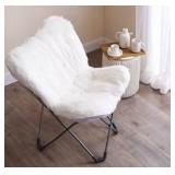 White Faux Fur Butterfly Chair - Retail: $85