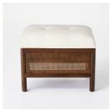 Woodspring Cane Base Ottoman Dark Walnut/Cream - Threshold designed with Studio McGee Assembly Required - Retail: $200