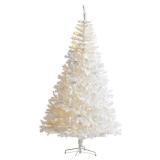 Nearly Natural 7.5 ft. White Artificial Christmas Tree with 1380 Bendable Branches & 400 Clear LED Lights - Retail: $160