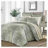 Stone Cottage Green Abingdon Duvet Cover Set (Full/Queen): Cotton Plain Weave, Zipper Closure, OEKO-TEX Certified - Retail: $71