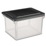 Sterilite File Box  Clear Plastic Bin with Black Lid  Letter or Legal-Sized File Storage