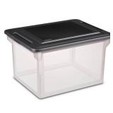 Sterilite File Box  Clear Plastic Bin with Black Lid  Letter or Legal-Sized File Storage