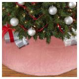 30 Inch Faux Fur Christmas Tree Skirt Soft Plush Tree Mat Thick Velvet Tree Skirts Pink Christmas Decorations Fluffy Tree Skirts Xmas Holiday Party Indoor Decorations, Pink
