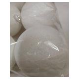 Large White with Glitter  Christmas Ornaments 12pk