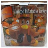 6 Foot Lighted Inflatable Thanksgiving Turkey Decoration