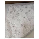 Christmas Tree Skirt 48in White With Silver Sequin Snowflakes Luxury Faux Fur Plush