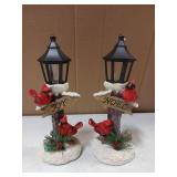Christmas Cardinal Lantern Posts - Joy & Noel