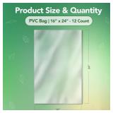 Seal Fresh Shrink Wrap Gift Bags 16 x 24 Inch (12 Pack) Clear PVC Wrap Bags for DIY Gifts, Holiday Packaging, Party Favors (Ribbon & Base Not Included)