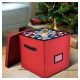 Holiday Cheer Premium Christmas Ornament Storage with 4 Tray Christmas Storage Container with Dividers Perfect for Holiday Decorations Fits 64 Holiday Ornaments Tear-Proof Fabric