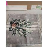 AVOIN colorlife Christmas Tree Reindeer Truck Stripes Gray Throw Pillow Covers, 20 x 20 Inch Winter Holiday Cushion Case Decoration for Sofa Couch Set of 4, Grey