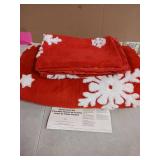 Bedsure Fluffy Duvet Cover Set - Ultra Soft Plush Shaggy Comforter Cover Queen Size, Warm Flannel Fleece Bed Sets for Winter, 3 Pieces, Snowflake Pattern, Red