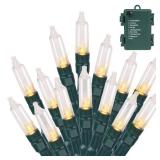 Joiedomi LED Christmas String Lights,2x50 Count 31.4FT Battery Operated Christmas Tree Fairy Lights with 8 Modes,Multifunction Green Wire for Xmas Decor Party Holiday House,Warm White