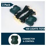 Joiedomi LED Christmas String Lights,2x50 Count 31.4FT Battery Operated Christmas Tree Fairy Lights with 8 Modes,Multifunction Green Wire for Xmas Decor Party Holiday House,Warm White