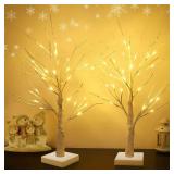 Set of 2 Warm White Birch Tree Light with Battery or USB Powered 24 LED fairy light spirit tree Tabletop twinkling tree Light Decor for Home Party Bedroom Wedding Thanksgiving Christmas Decoration