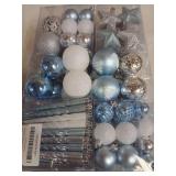 Winter Blue & Silver Christmas Ornament Set-122 Pieces
