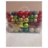 Mixed Christmas Ornament Set with Star Topper-122 Pieces-Red, Gold, Green