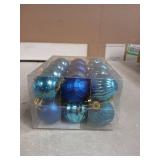Blue Glass Christmas Ball Ornaments Set of 24 -Small