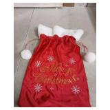Red Velvet Christmas Gift Sack with Gold Embroidery