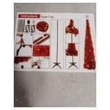 5 Foot Tinsel Pop Up Christmas Tree Silver and Green with Ornaments