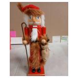 Wooden Red Alpine Nutcracker with Staff