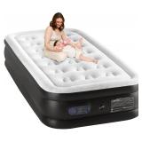 Sweetcrispy Twin Air Mattress - 18 Inflatable Blow Up Airbed with Built-in High Capacity Pump, Double Height, Non-Slip Bottom Design, Weight Capacity 660 lbs Air Bed for Home or Camping