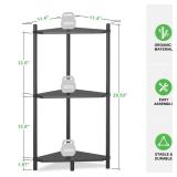 Wisuce Corner Shelf Stand - 3 Tier Bamboo Small Corner Bookshelf for Office Kitchen Bedroom Plant Stand Living Room Decor Small Space (Black)