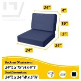 AAAAAcessories Outdoor Deep Seat Cushions, Foam Pillow, Waterproof, Fade-Resistant Patio Furniture Replacement Cushions, 24 x 24 x 5, Navy Blue