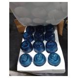 FERAHI Blue Drinking Glasses Set of 12, 12 Oz Highball & 10 Oz Cocktail Glasses, Blue Kitchen Vintage Glassware Set, Floral Embossed Glass Tumbler Cups for Water, Beer, Juice, Whiskey, Coffee