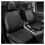 CAR PASS Universal Reflect Piping Leather Car Seat Cover, Fit for suvs,Van,Trucks,Airbag Compatible,Inside Zipper Design and Reserved Opening Holes (Full Set, Black and Grey)
