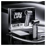 JISULIFE Portable Handheld Fan Life9, Turbo Power High Speed Air [18H Max Cooling Time], 5 Gear Wind, 5000mAh Rechargeable, Mini Pocket Design, Personal Fan for Travel Concerts Camping Makeup - Chrome