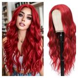 HMHIFI Long Red Wig for Women 26Inch Wavy Curly Wigs Synthetic Heat Resistant Hair Replacement Wig for Daily Party Halloween Costume