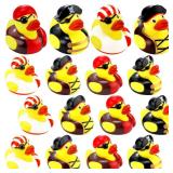 Lewtemi 12 Pcs 2 Inch Mini Pirate Rubber Ducks Cruise Ducks for Hiding with Tags Cute Yellow Decor Bathtub Pool Pirate Party Favors for Carnival Supplies Birthday Party Favor Gifts