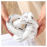 Yalikop 3 Link Wood Knot Decor - Hand Carved Coffee Table Decoration, Boho Chain Link Decor, Modern Shelf, Rustic Objects for Home Living Room Bedroom(Retro White)