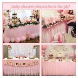 Suppromo 6ft Pink Tulle Table Skirt Baby Shower Tablecloth for Rectangle Tables or Round Tables Pink Ruffle Tutu Table Skirts Desk Skirt for Princess Girls Birthday Party Cake Dessert Decorations