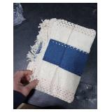 Alynsehom Macrame Table Runner Cream Beige and Blue Boho Table Runners with Tassels Hand Woven Cotton Table Runner Rustic Farmhouse Table Runners for Bohemian Kitchen Dining Table(12x48in)