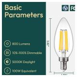 ALAMPEVER E12 LED Bulb 100 Watt Equivalent, 800LM Super Bright Dimmable LED Light Bulb, B11 5000K Daylight White Candelabra Bulb, 5.5W, 9 Pack