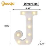 Pooqla LED Marquee Letter Lights Sign, Light Up Alphabet Letter for Home Party Wedding Decoration J