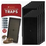 LULUCATCH Super Glue Traps 12 Pack for Mice & Snakes, Larger, Heavier Sticky Traps with Non-Toxic Glue. Sticky Mouse Traps Indoor, Easy to Set, Pet Safe Pest Control