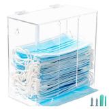 SEANADO Face Mask Dispenser Box Acrylic Glove Holder Hygiene Station with Lid for Disposable Emesis Bag, Shoe Cover and Hairnet Wall Mount Holes or Tabletop Holder