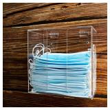 SEANADO Face Mask Dispenser Box Acrylic Glove Holder Hygiene Station with Lid for Disposable Emesis Bag, Shoe Cover and Hairnet Wall Mount Holes or Tabletop Holder