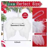 Amyhill Christmas Angel Wings Ornament Sublimation Blanks Set DIY White Angel Feather Wings for Craft Xmas Hanging Family Photo Memorial Ornament Christmas Tree Party Decoration(48 Pcs,Round Style)