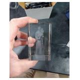 KOMI 3D Crystal Saint Anthony Figurine Statue with LED Light Base, Laser Engraved Jesus Crucifix Statues Religious Gifts for Women Men, Night Light for Bedroom, Christian Gifts