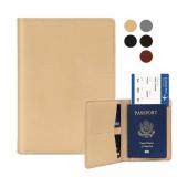 Real Leather Passport Holder for Men and Women, Handmade Wallet Cover Case, Travel Must-Haves Essentials Accessories, Birthday Gifts (Crazy Horse, Beige)