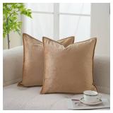JIAHANNHA Velvet Khaki Throw Pillow Covers 24x24 Inches Pack of 2 Soft Decorative Square Cushion Covers for Couch Sofa Bed Livingroom Car,60x60Cm
