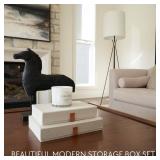 Decorative Photo Storage Boxes with Lids - Set of 2 Beautiful Linen Organizers Are Perfect to Safely Store Your Pictures, Documents, Scrapbooking Supplies, Keepsakes and Other Memories in Style