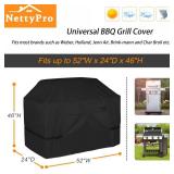 NettyPro Grill Cover for Outdoor Grill 52 inch Waterproof Heavy Duty Gas BBQ Cover for Outside Weber, Char-Broil, Brinkmann, Jenn Air, Nexgrill 2-3 Burners Barbecue, Black