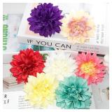 Ruaniao Fabric Flowers Heads for Craft, 15 Pcs Artificial Dahlias Flower Heads Bulk, 3.5 Inch Coffee Silk Flowers Heads Artificial Flowers for Home Wedding, Hat Decoration, DIY Wreath, Scrapbooking