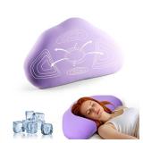 Cloud Contour Memory Foam Pillow Ergonomic Design for Sleeping Comfortably and Reducing Snoring Neck and Cervical Pillow with Cooling Pillowcase Purple